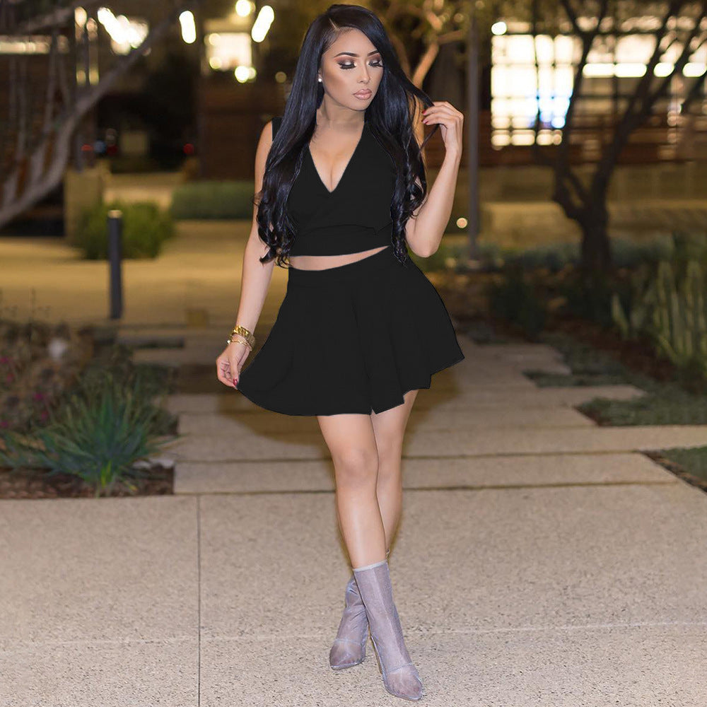 Dame Cropped Top og Skater nederdel sæt Stilla