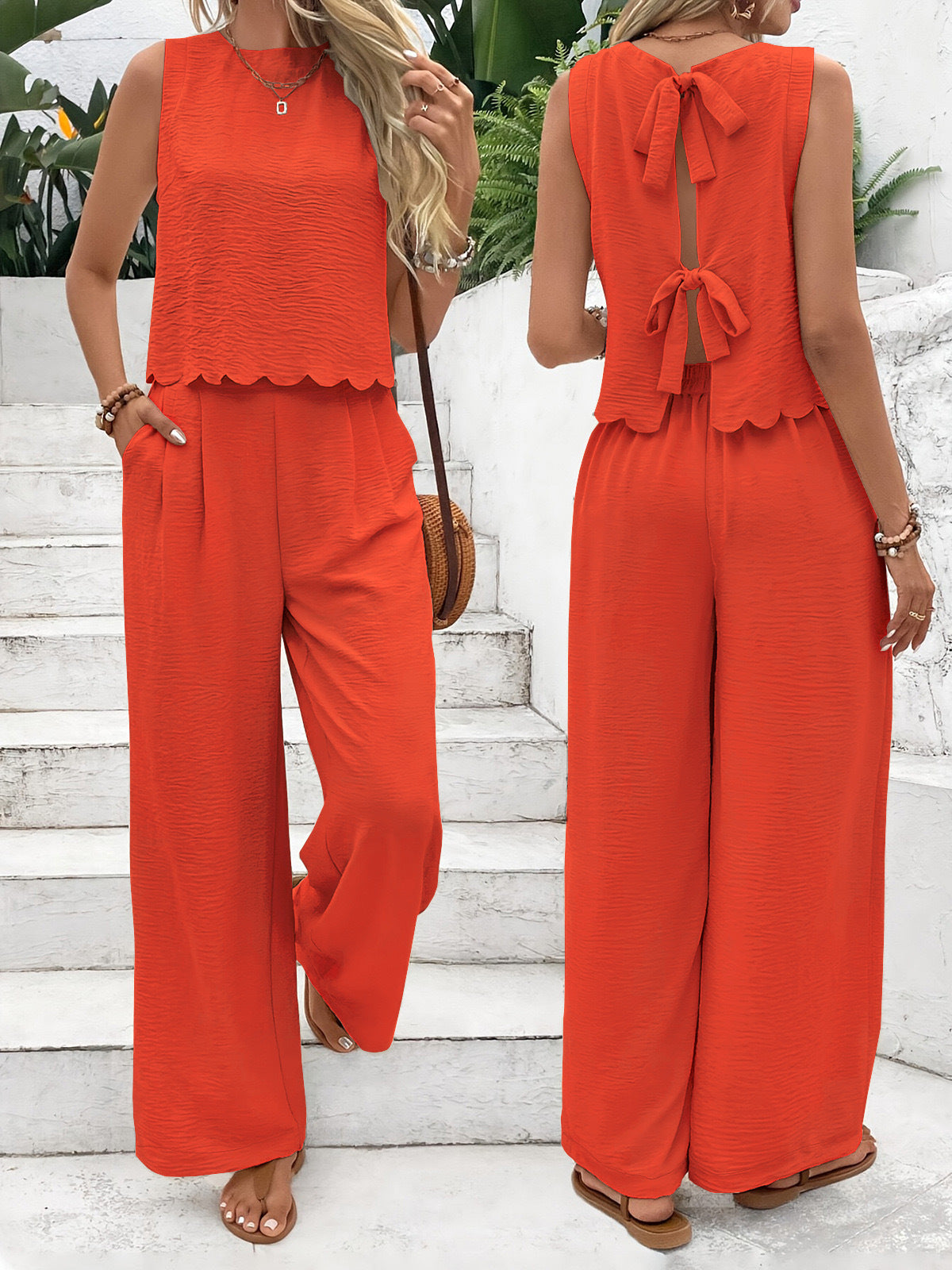 Dame jumpsuit med elegant bælte og bredt ben Stilla