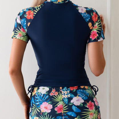 Dame UV-beskyttelse badetøj sæt med blomsterdesign og sporty pasform Stilla