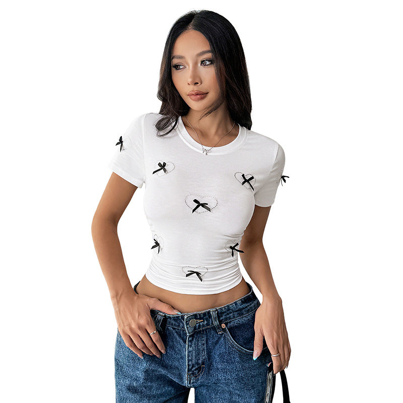 Dame Dekoreret Hjerte Detalje Mave-Top Stilla