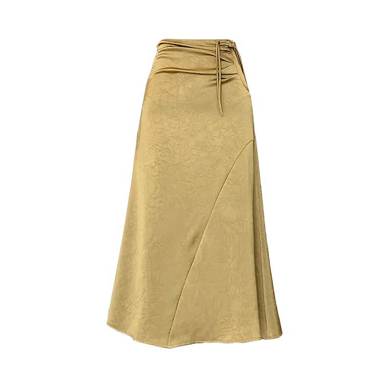 Dame A-linje V-krave Midi nederdel med justerbart bånd Stilla