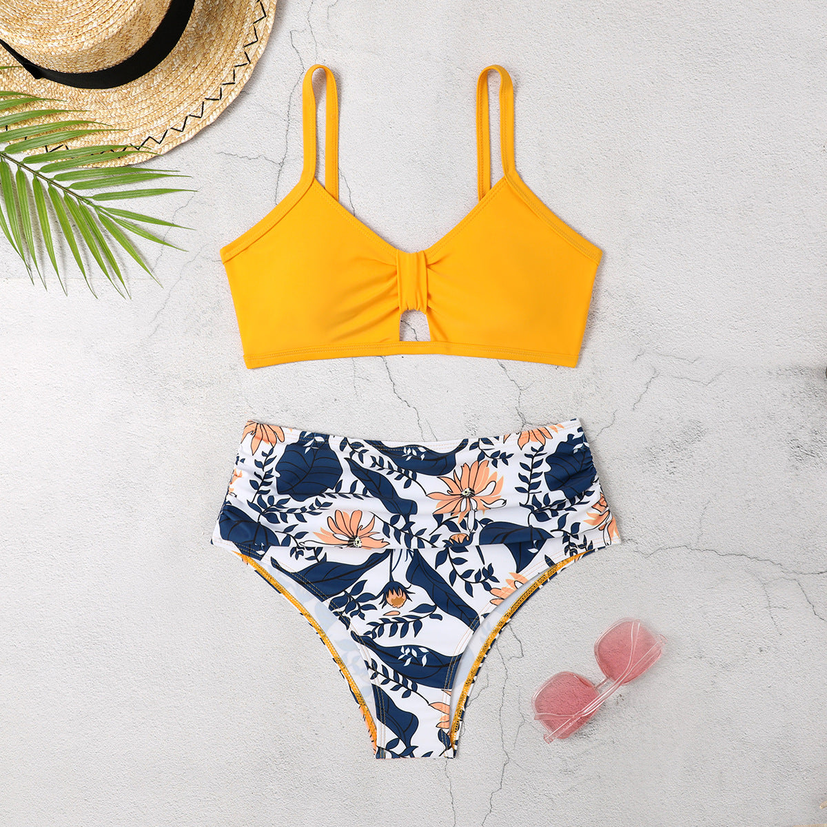 Dame Dækkende Bikini-Sæt med botanisk mønster Stilla