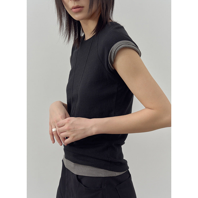 Dame afslappet kortærmet T-shirt med moderne snit og åndbar bomuldsstruktur Stilla