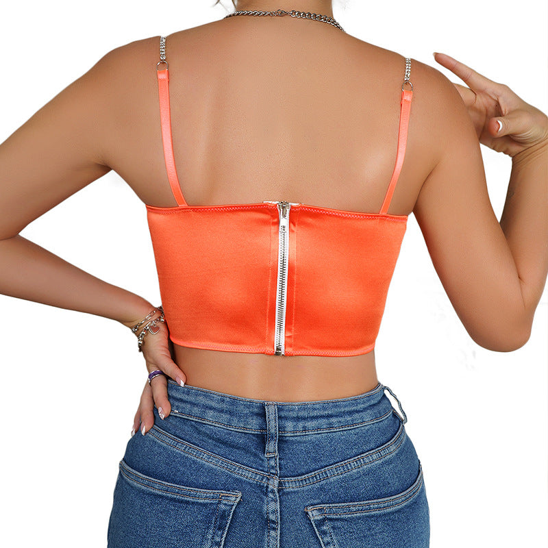 Dame Dekorativt Korset-Top med strålende accenter og elegant pasform Stilla