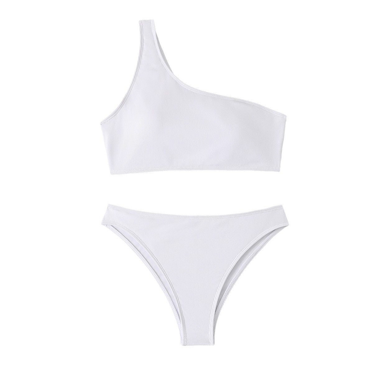 Dame Ein-skulder Rib Bikini Sæt Stilla 1750840252