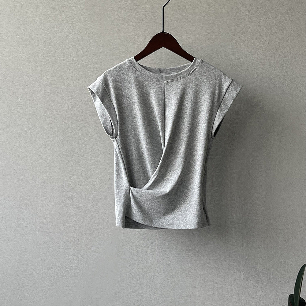 Dame afslappet kortærmet top med twist-detalje Stilla