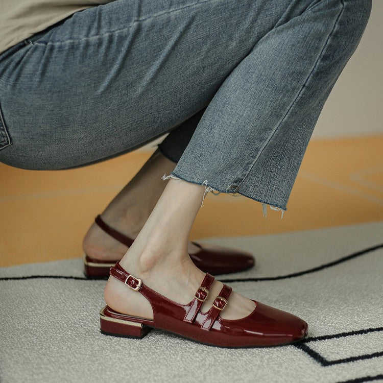 Dame Elegant Dobbelt Skulder Slingback Flade Sko Stilla