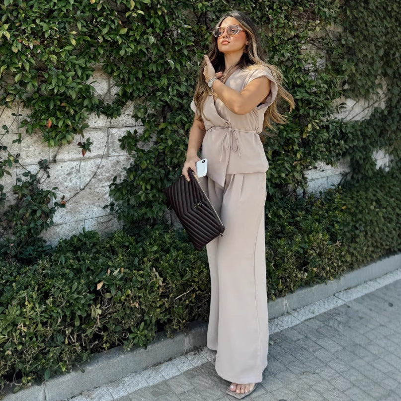 Dame Elegant og luftig Jumpsuit-sæt med taljebind Stilla