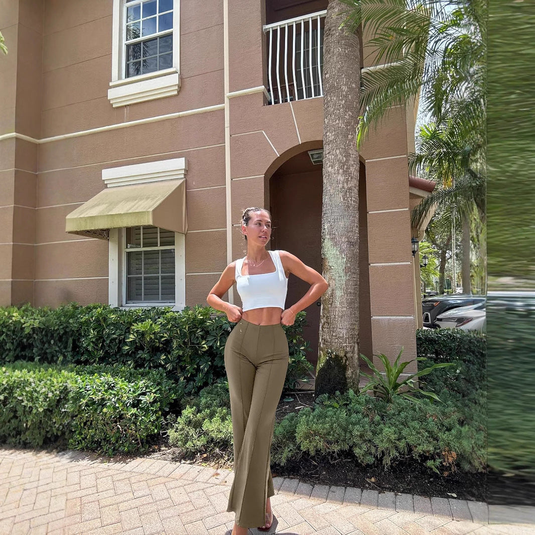 Dame elegant høj talje bukser med sidelids og figursyet pasform Stilla