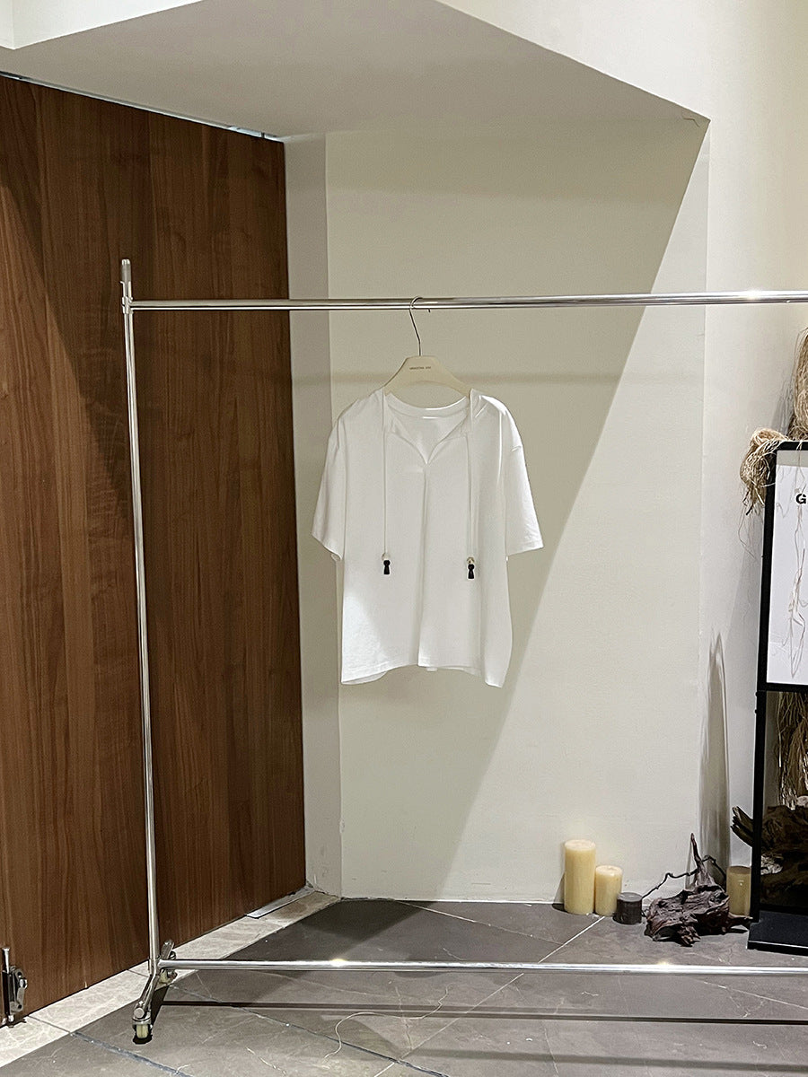 Dame afslappet kortærmet skjorte med hætte og justerbar kant Stilla