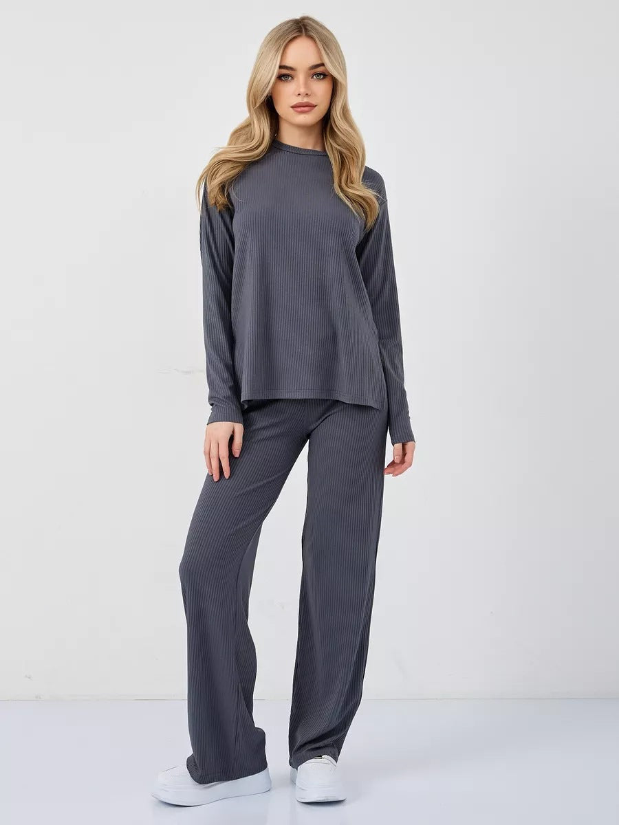 Dame cropped Langærmet skjorte med moderne knude design og fin rib struktur Stilla