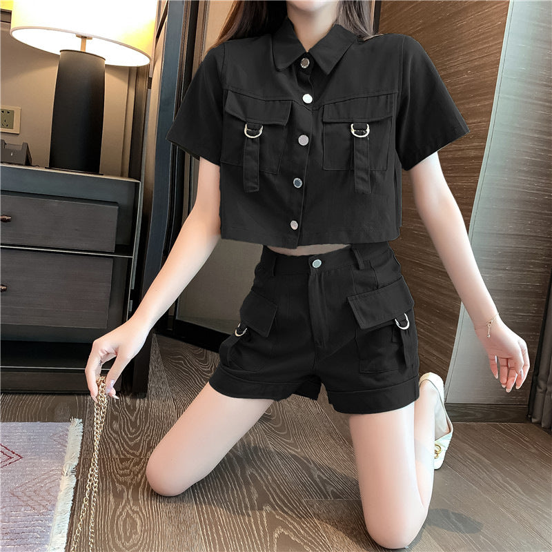 Dame Cropped Utility Shorts Sæt Stilla