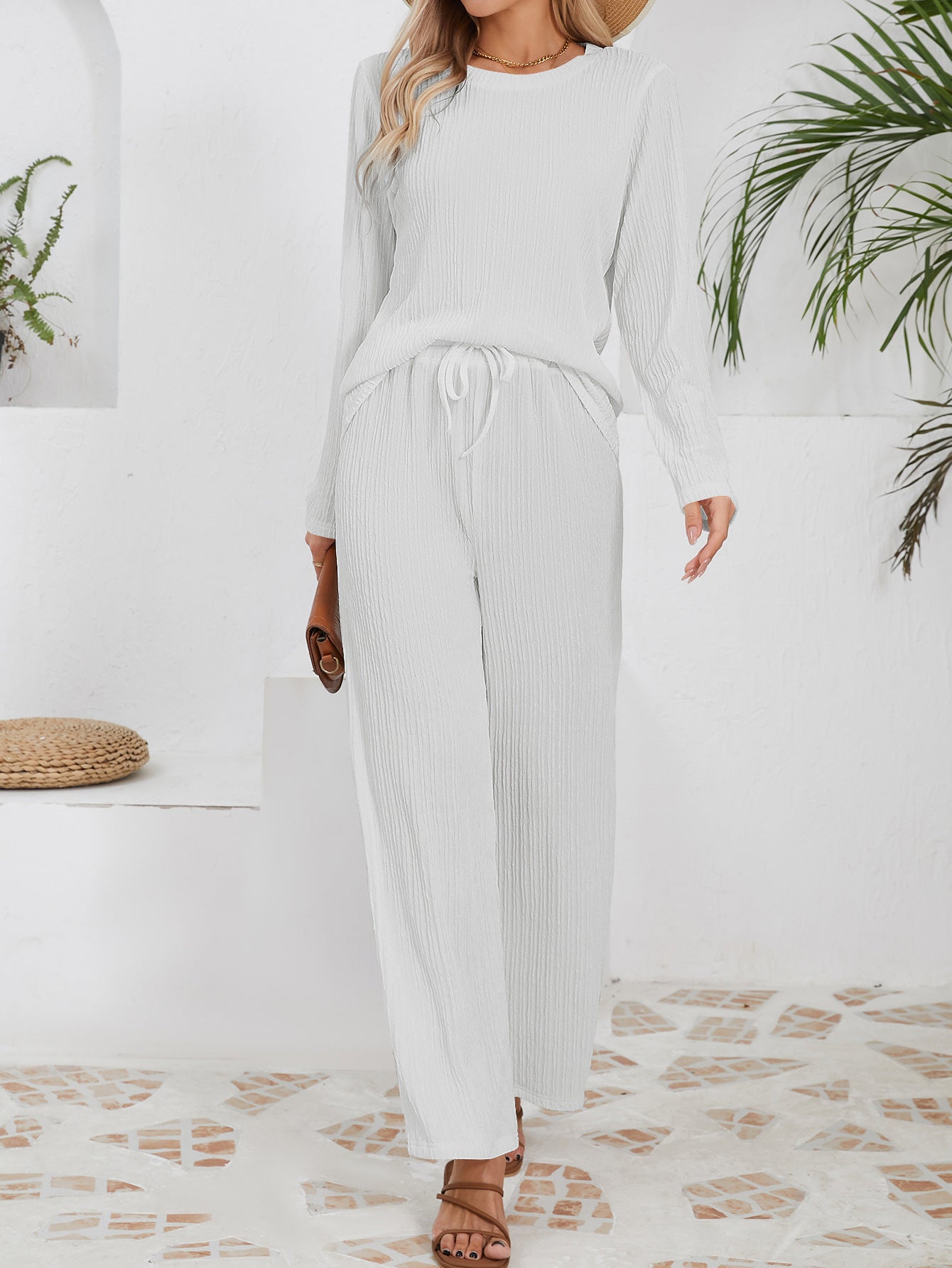 Dame afslappet lounge-sæt med bred pasform og elastisk bånd Stilla