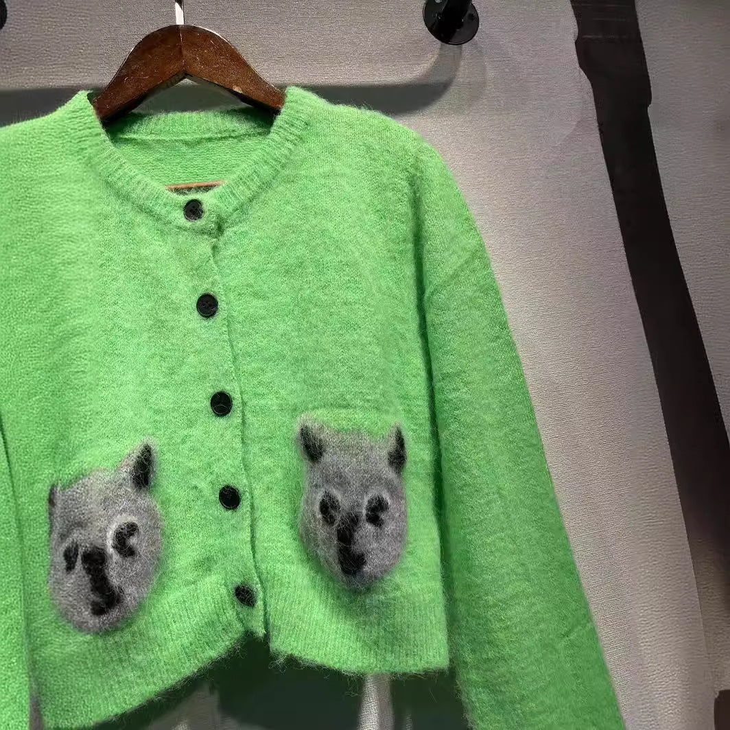 Dame cropped strikpullover med blød mohair-blanding og løs pasform Stilla