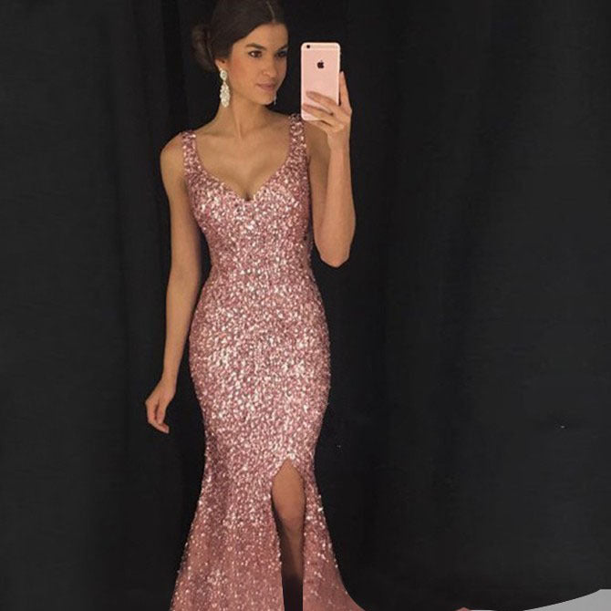 Dame Elegant aftenkjole med glitrende effekt og figursyet snit Stilla