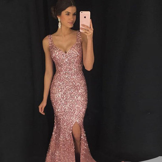 Dame Elegant aftenkjole med glitrende effekt og figursyet snit Stilla