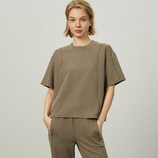 Dame afslappet oversized sports t-shirt i åndbart strukturstof Stilla