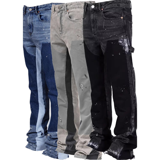 Herre Relaxed Fit Cargo-Jeans med individuelle vaskninger og lommer Stilla