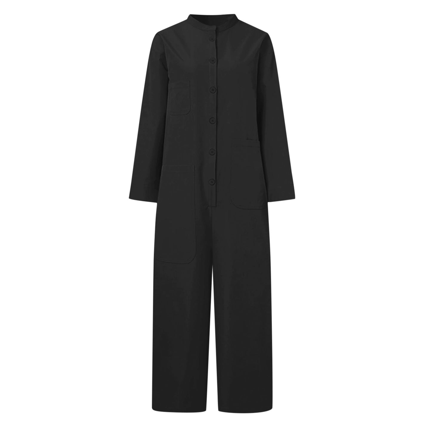 Dame Casual Jumpsuit med overdimensionerede lommer og knaplukning Stilla