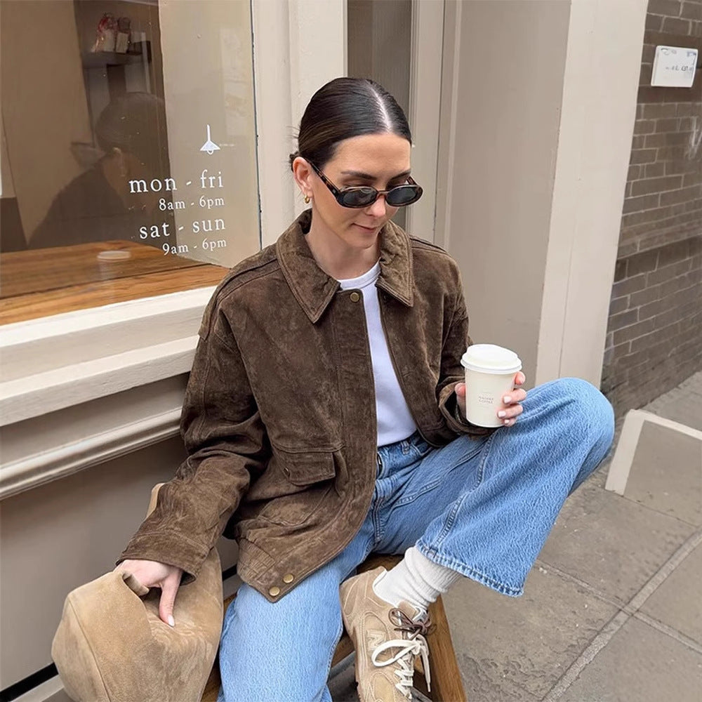 Dame Cropped Sædjakke med afslappet pasform og praktiske lommer Stilla