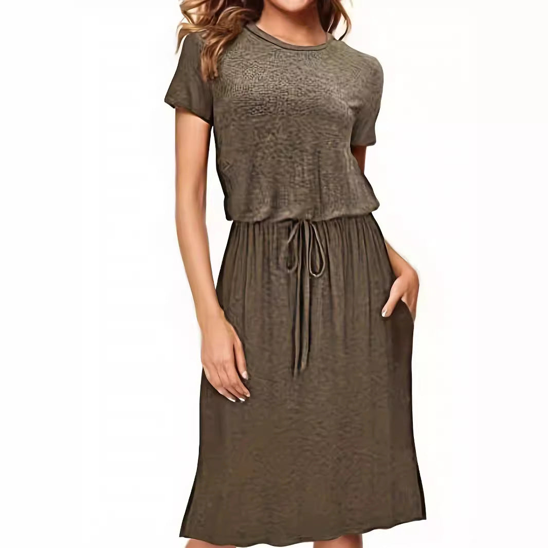 Dame afslappet kjole med elastisk talje og lommer Stilla