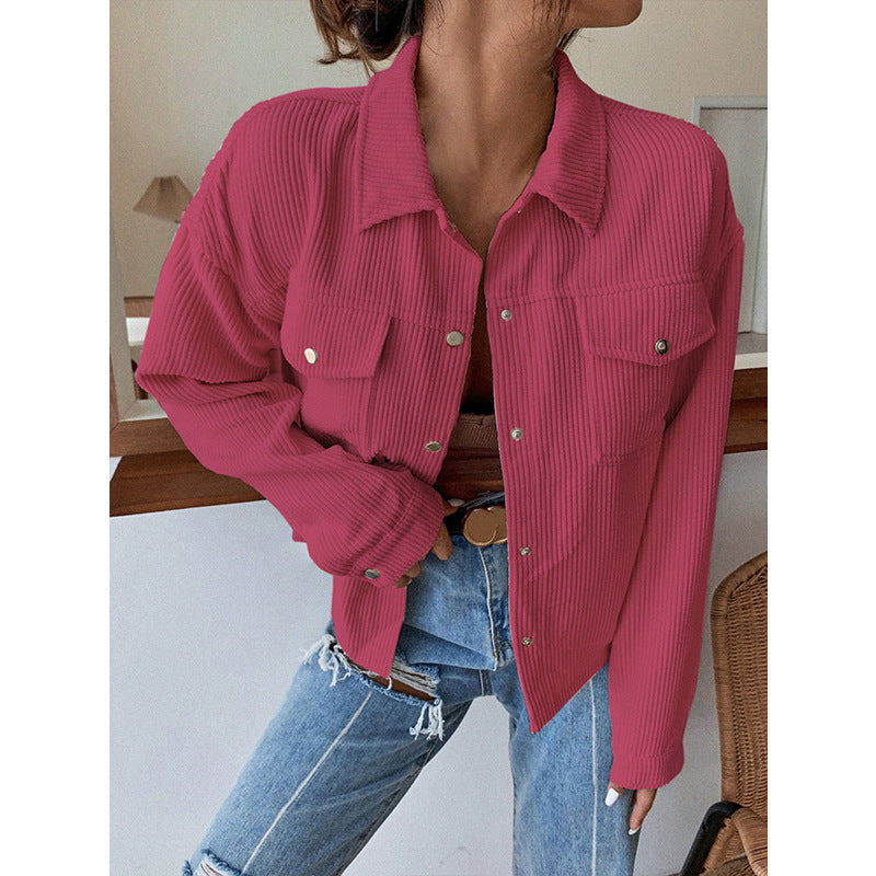 Dame afslappet cordjakke i oversized stil Stilla