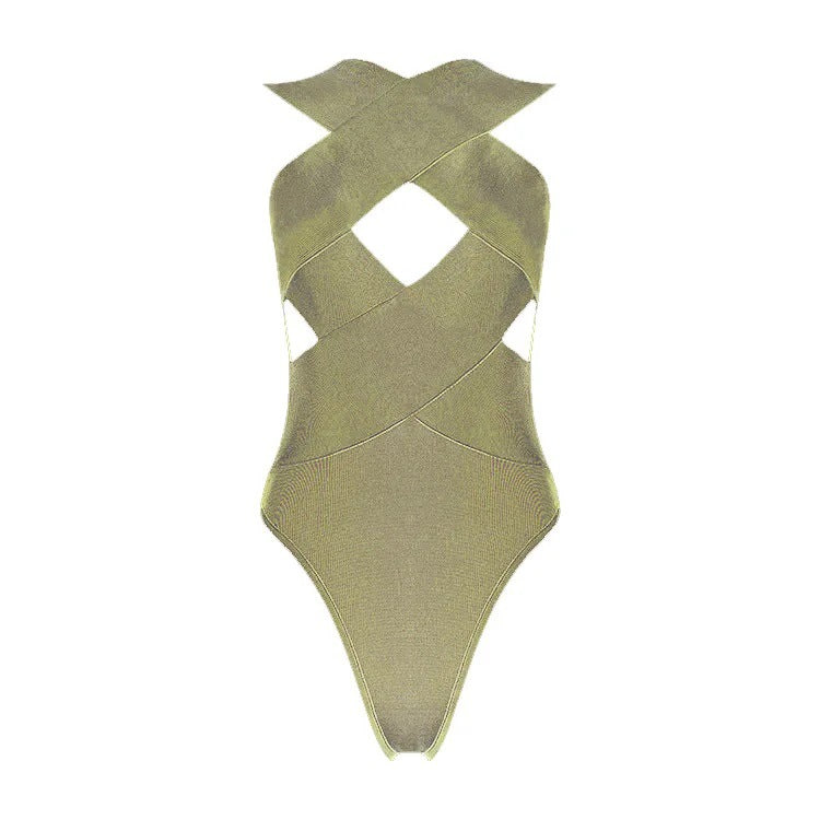 Dame Designer Badedragt med smart krydsbånd-design Stilla