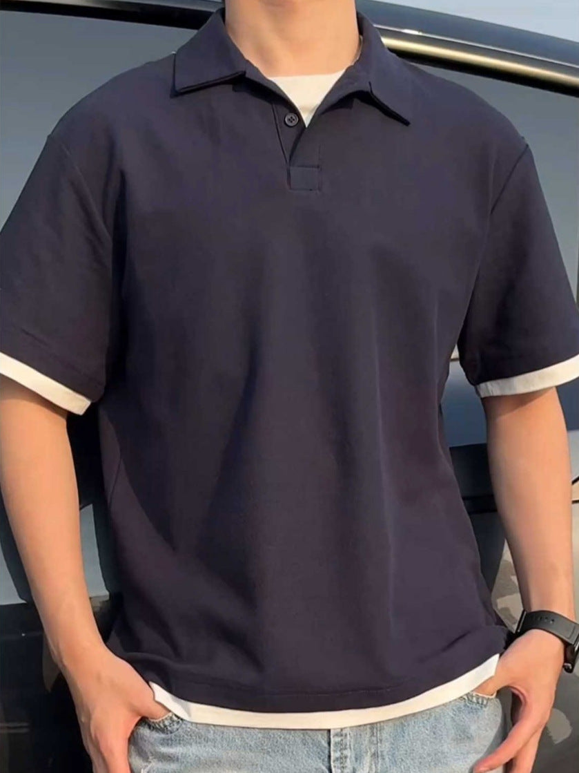 Herrernes polo shirt med kontrasterendeærmeafslutninger og klassisk krave Stilla