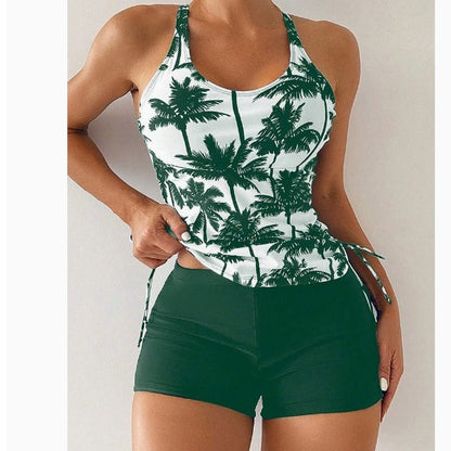 Femme Athletic Tankini Sæt med High-Waisted Shorts Stilla