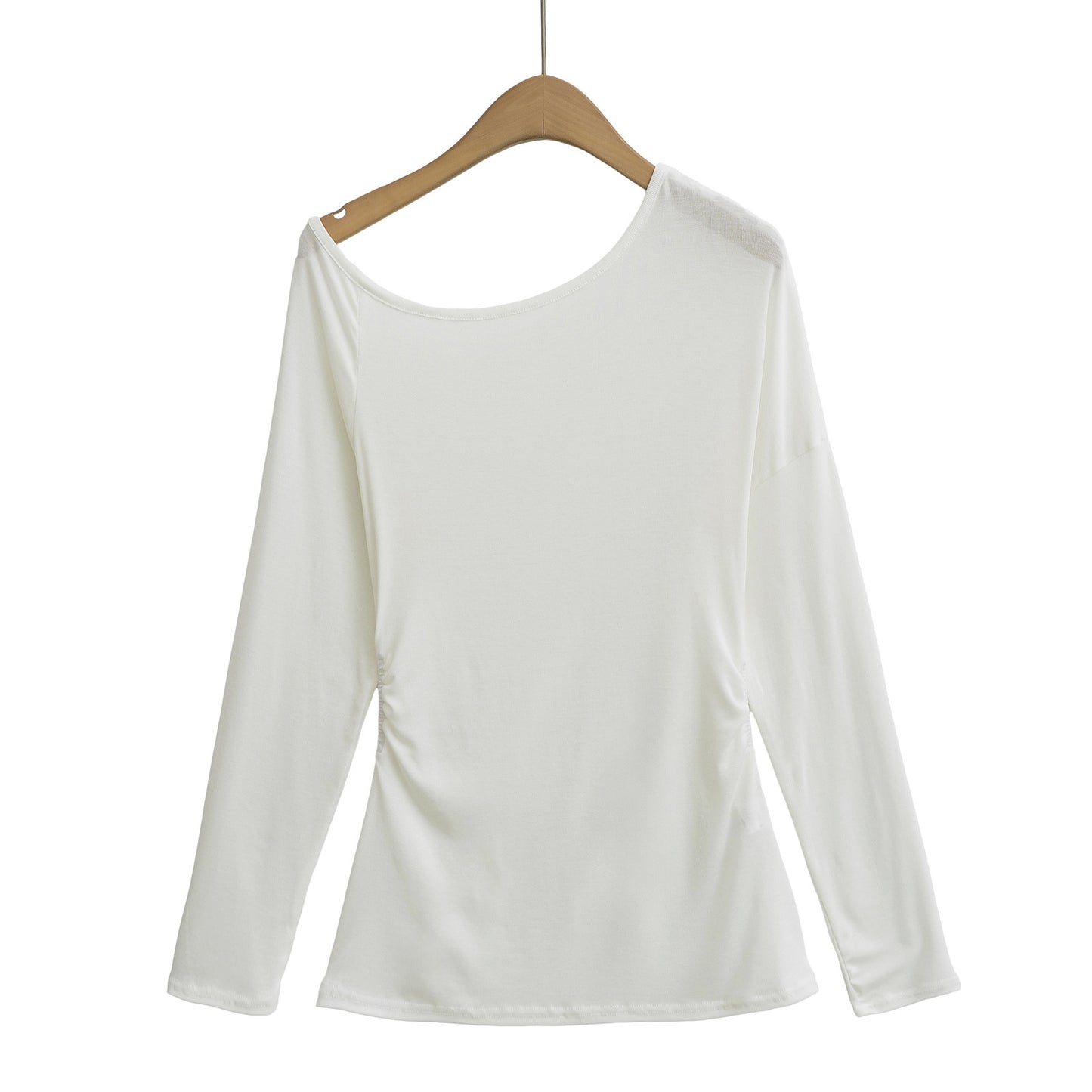 Dame afslappet langærmet top med asymmetrisk skæring og elegant drapering-detalje Stilla