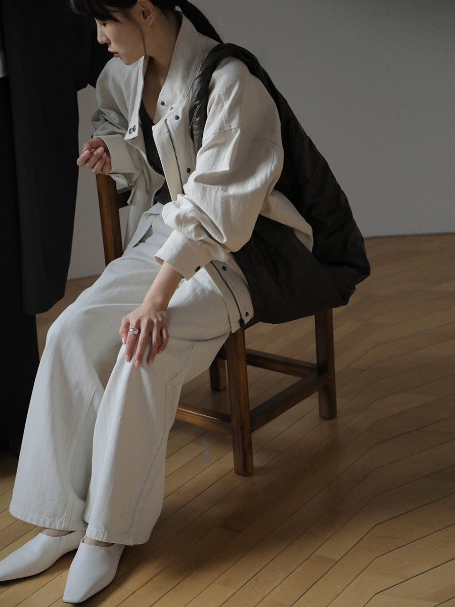 Dame afslappet overshirt-jakke med praktisk lynlås og kvalitetsknapdetaljer Stilla