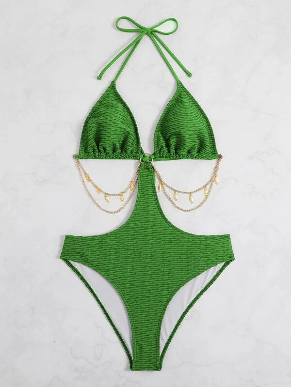 Dame Cut-Out Detalje Trekants Bikini Sæt Stilla