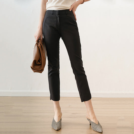 Dame elegant jakkesæt bukser med smal pasform og klassiske folder Stilla