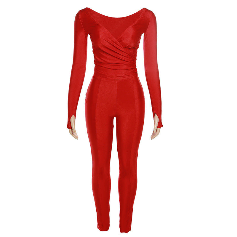 Dame Elegant Bodysuit med indviklet design og lange ærmer Stilla