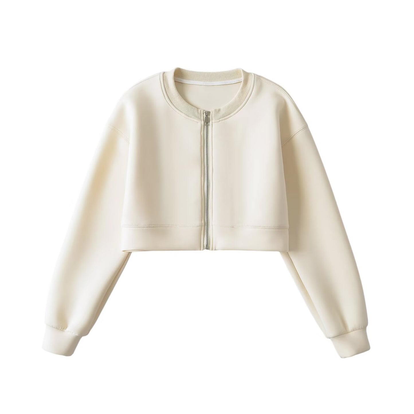 Dame cropped Sweatjakke med praktisk lynlås og afslappet skærep Stilla