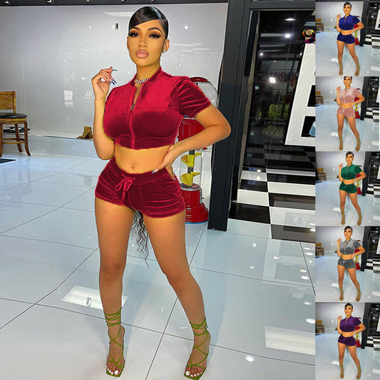 Dame Sporty kortærmet sæt med behagelig top og shorts Stilla