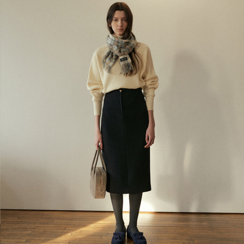 Dame Elegant blyantskørt med fint strukturmønster Stilla