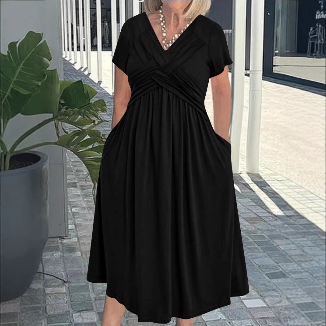 Dame Elegant Drejet Knoten Midi Kjole Stilla