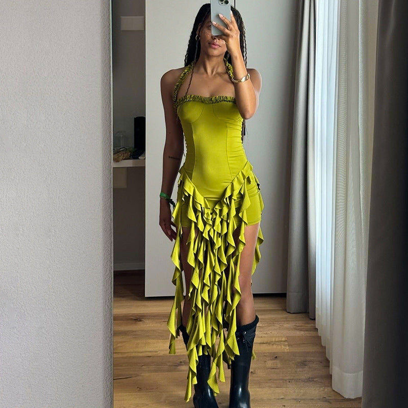 Dame Designer Minikjole med spændende frynser og off-shoulder snit Stilla