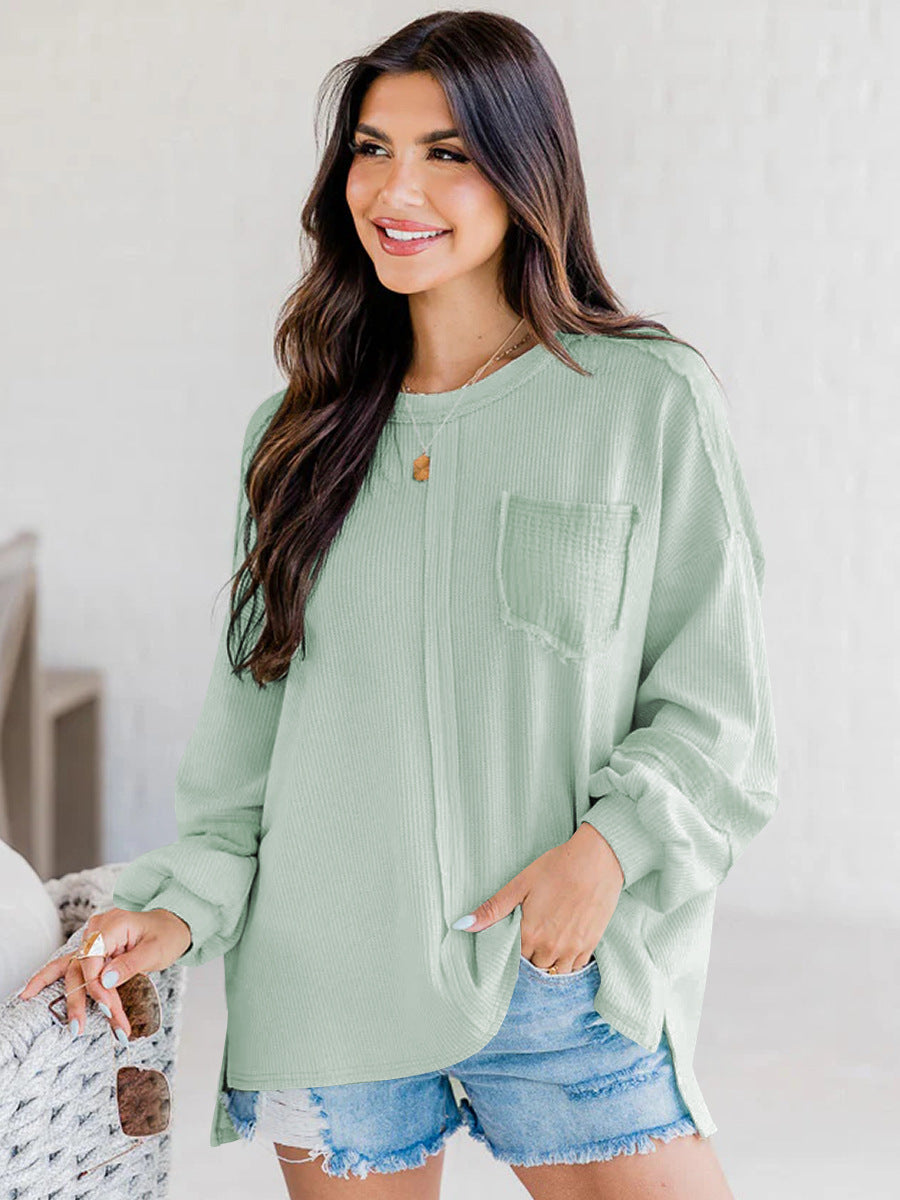 Dame afslappet longsleeve top med struktureret design Stilla