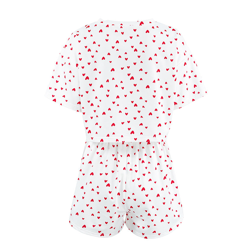 Dame cropped-top og high-waist shorts sæt med hjertemotiv Stilla