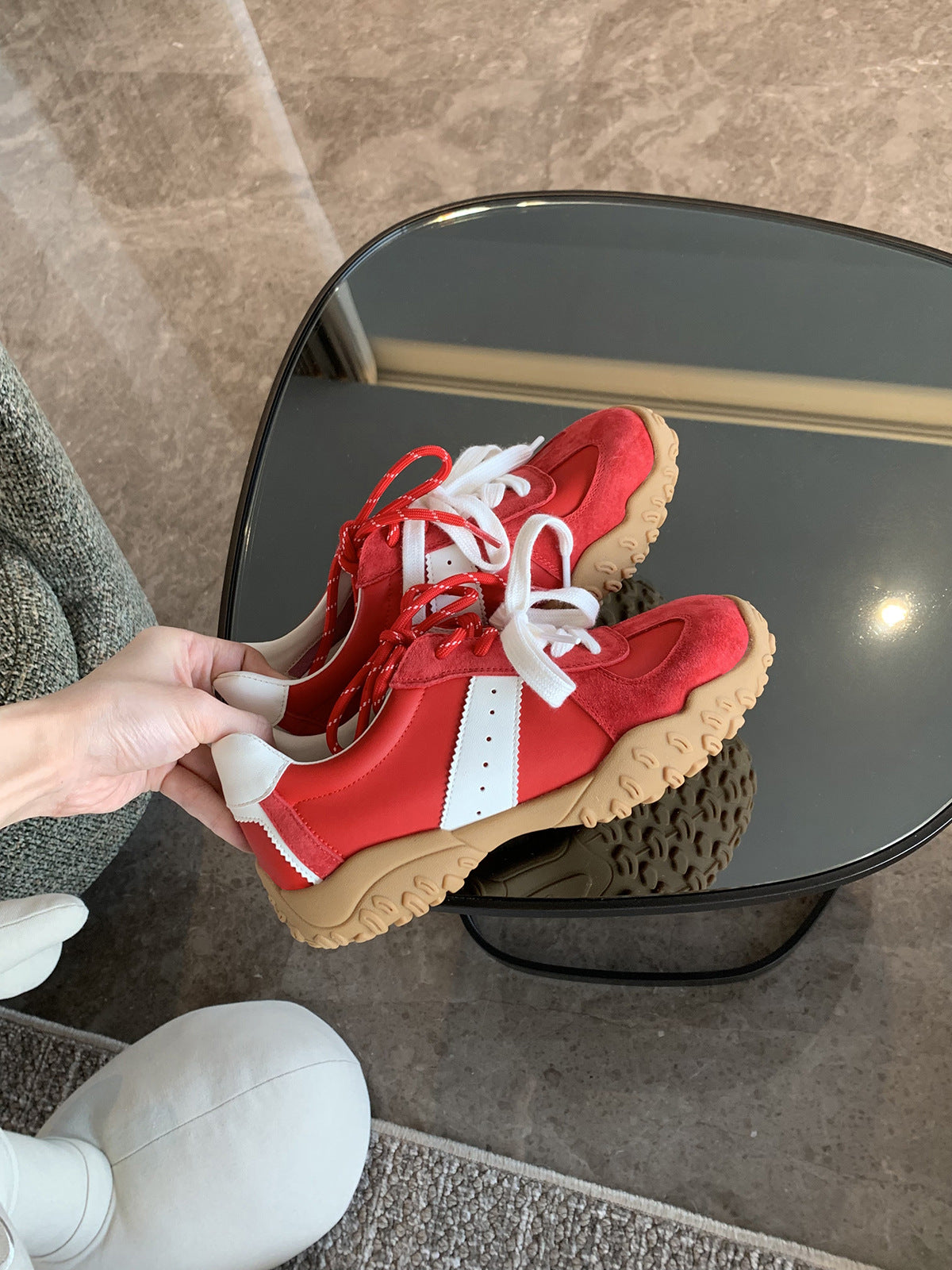 Kvinder retro-inspirerede sports sneakers med struktureret sål Stilla