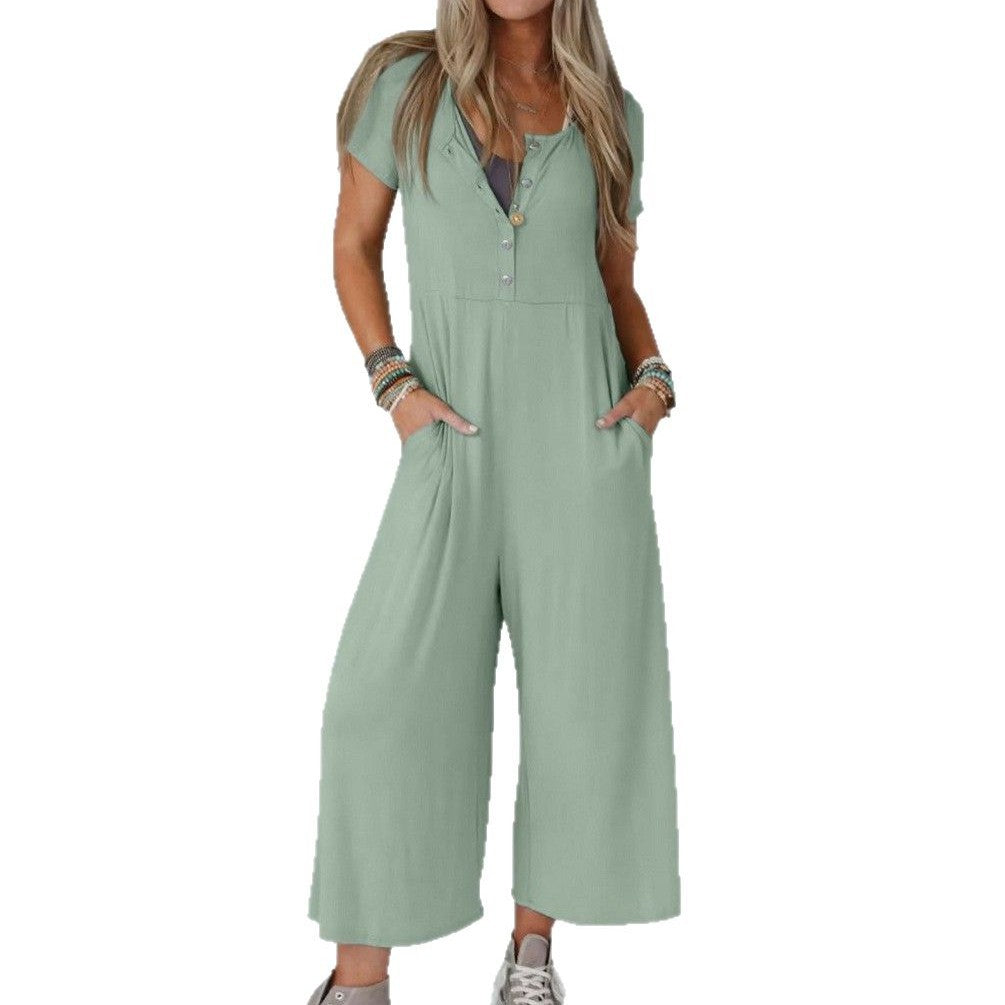 Dame jumpsuit med knapliste og praktiske lommer Stilla