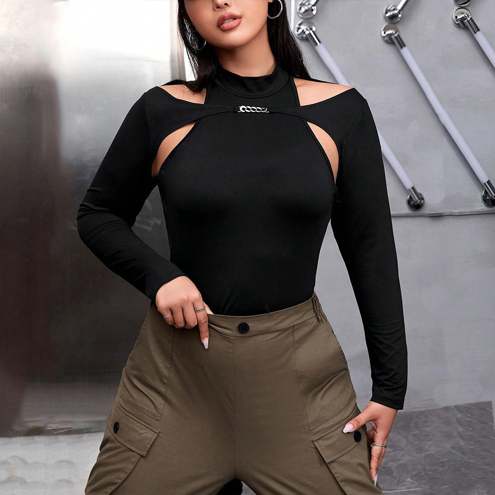 Dame Cut-Out Body med høj krave og raffinerede detaljer Stilla