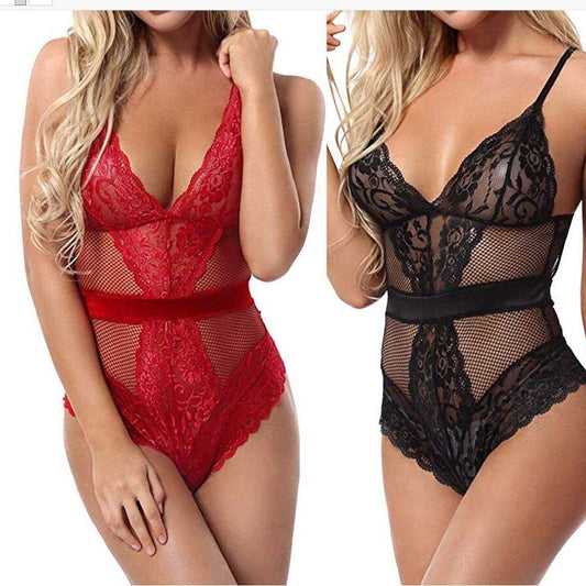 Dame Blomster Spids og Net Bodysuit Stilla