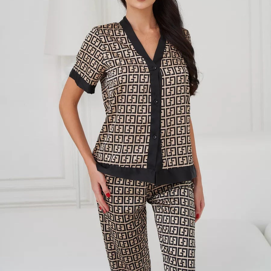 Dame Designer Pyjamasæt med kreativt mønster Stilla