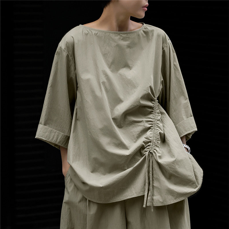 Dame afslappet bluse med rynker Stilla