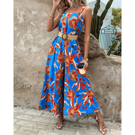 Dame Blomsterprint Bredbenet Jumpsuit Stilla