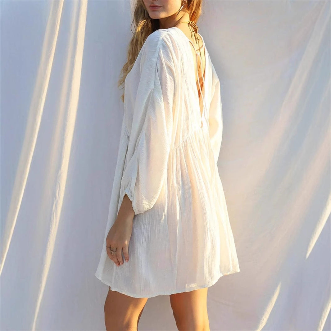 Dame afslappet og luftig kjole med V-hals Stilla