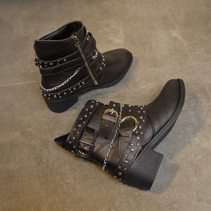 Dame Mode Støvler med dekorative Remme og Nitter Stilla